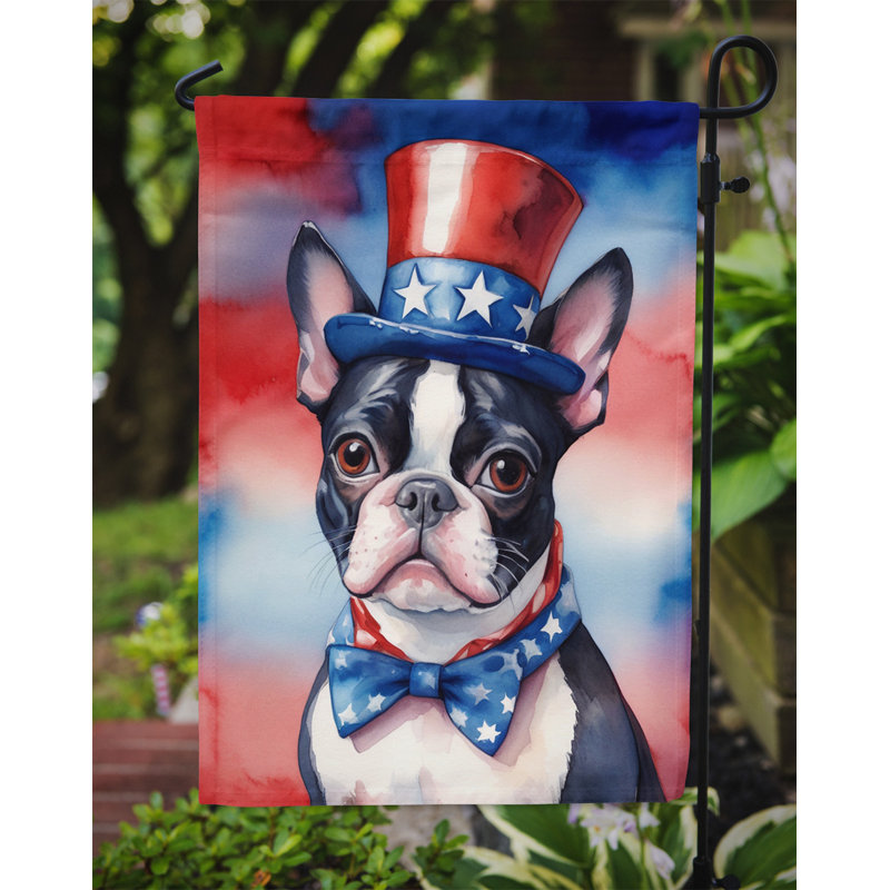 Drapeau patriotique du jardin américain, Terrier de Boston noir multicolore