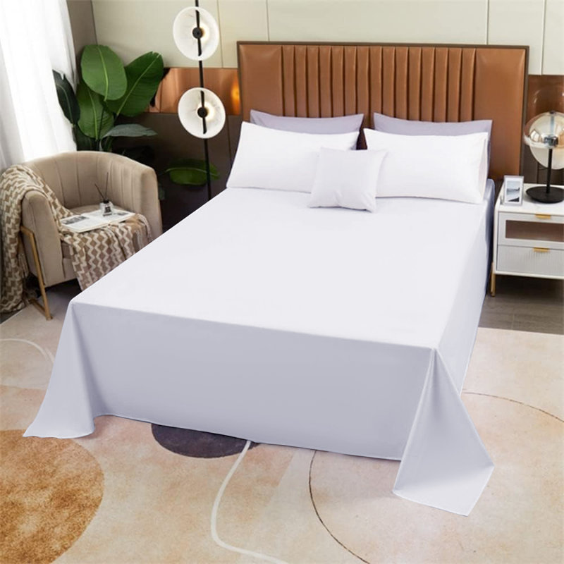 Anthonyson Egyptian-Quality Cotton Brushed Flat Sheet Set, Double (4'6)