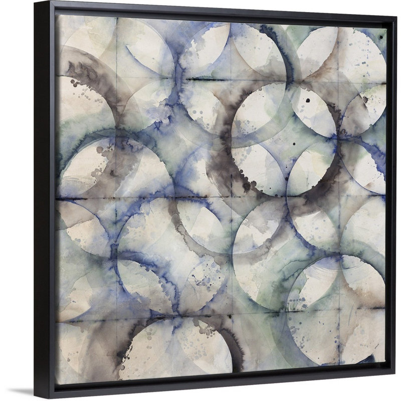 « treillis work », peinture sur toile, H 31,7 po x l 31,7 po x P 1,75 po, Cadre flottant noir