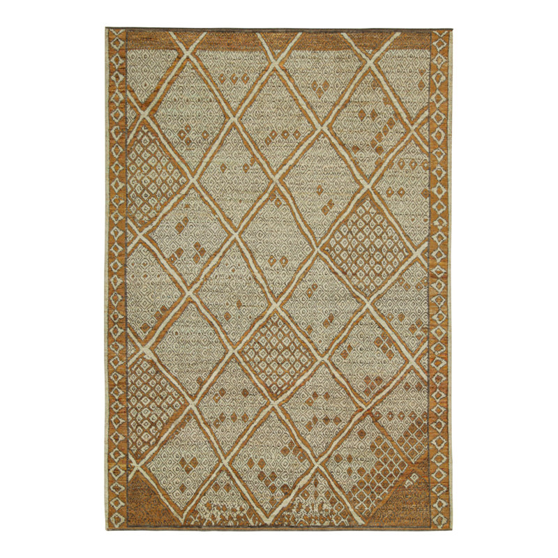 Moroccan Hand Knotted Geometric Area Rug, Rectangle 8' x 10'