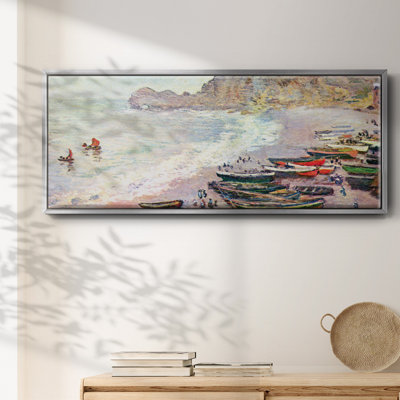 «Étretat, the Beach and La Porte D'amont» par Monet, reproduction sur toile flottante