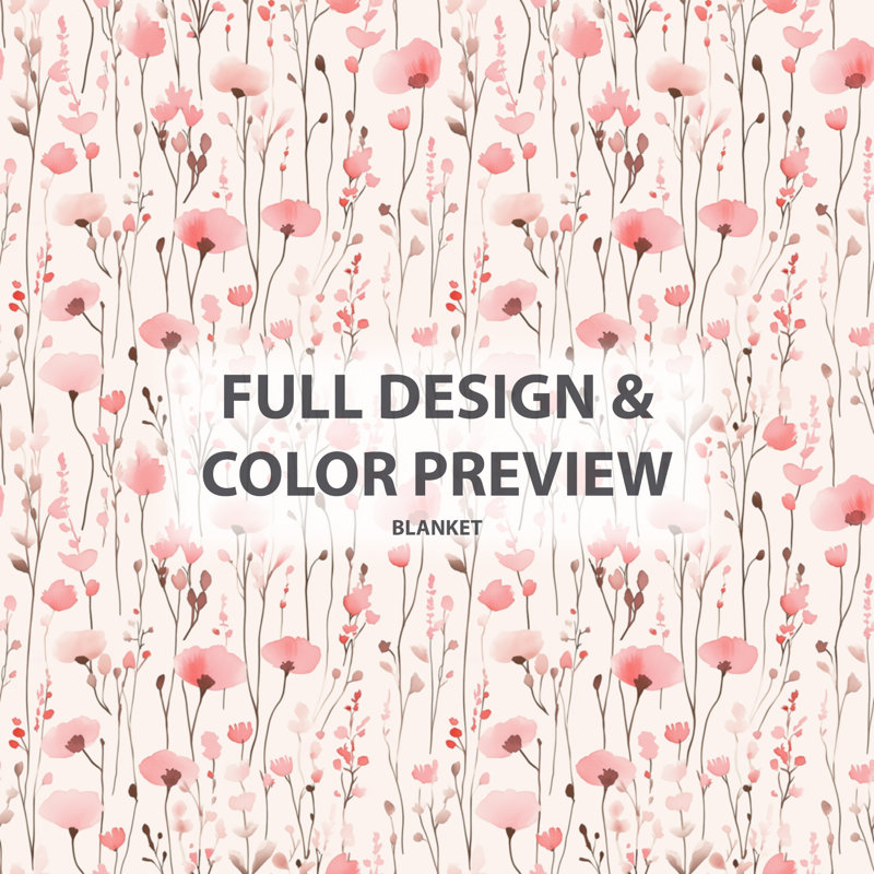 Couverture polaire Cottage Cottage Fields II rose, Motif floral noir