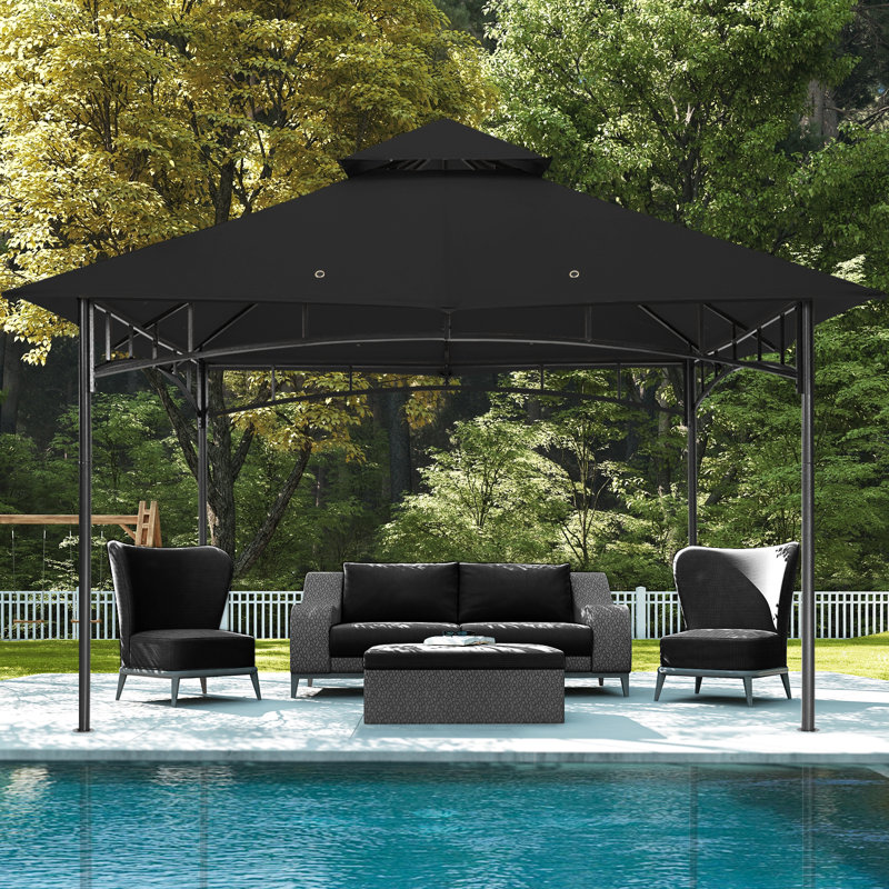 MASTERCANOPY Steel Patio Gazebo, Black, 10 ft. x 12 ft.
