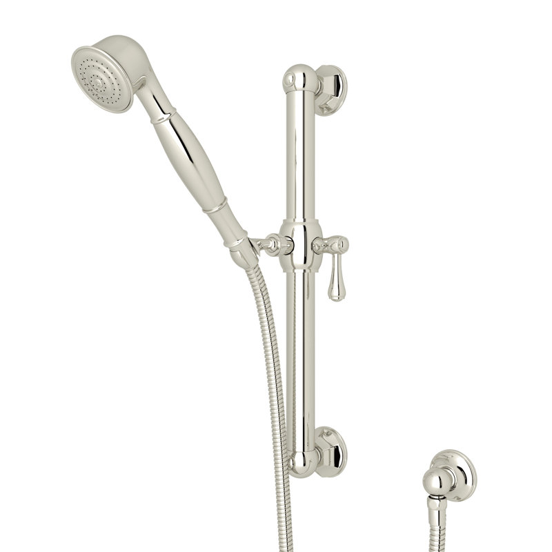 Palladian Handshower Set With 24" Grab Bar and Single Function Handshower, Polished Nickel