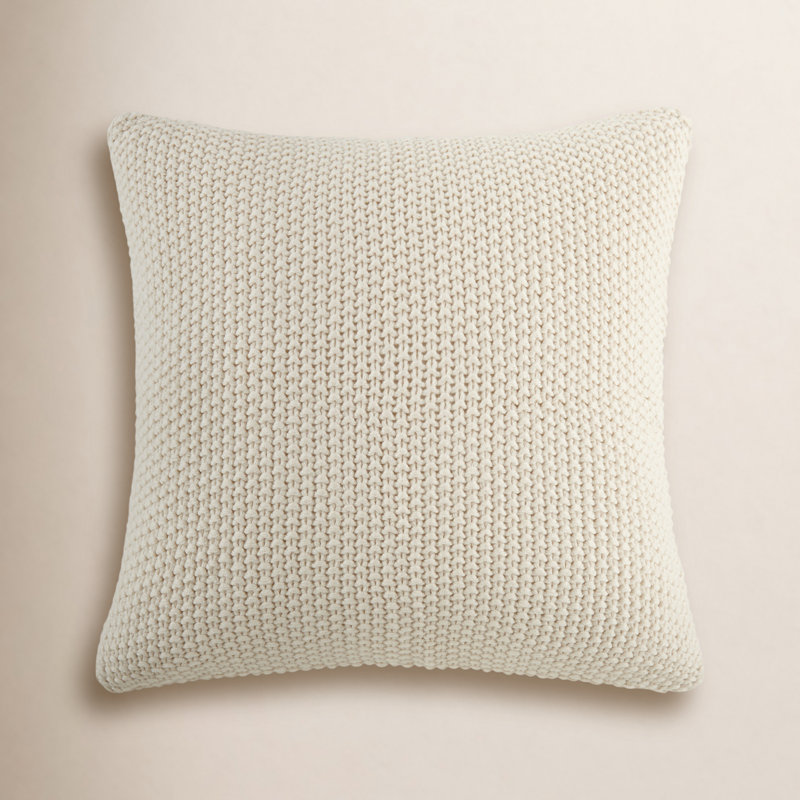 Textured Knit Throw Pillow, Beige