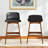 Upholstered Counter Stool with Solid Wood Frame-1173435386