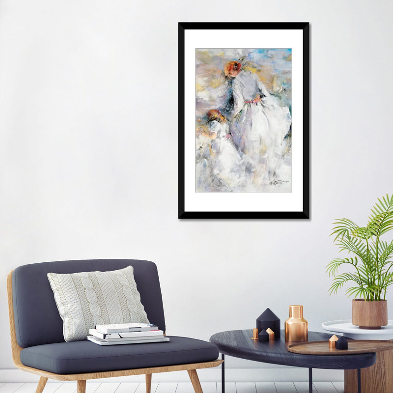 « my fille », reproduction sur toile, H 32 po x l 24 po x P 1 po, Papier d'art encadré noir, Blanc