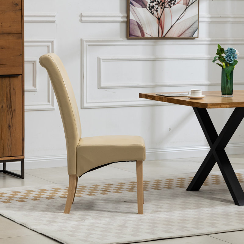 Coreyona 0cm H Velvet Upholstered Dining Chair, Cream