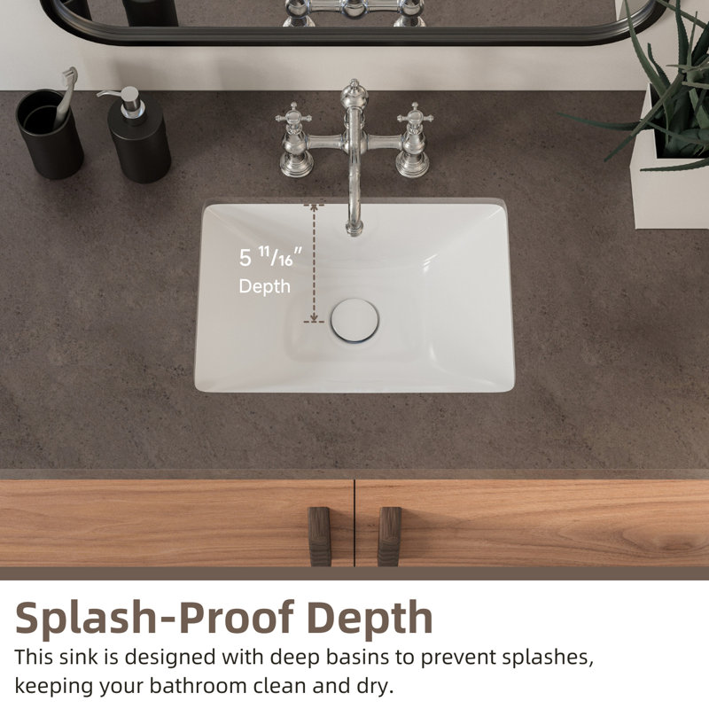 Lavabo de salle de bain encastrable blanc avec trop-plein 18 "x 13" Los Flexi