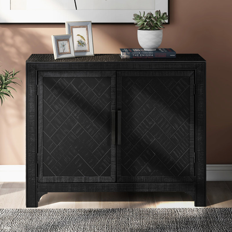 Black 40'' Cabinet With Vintage Style, Adjustable Shelves, , For Living & Study, American Style 40'', Shelf, Study Area, Design