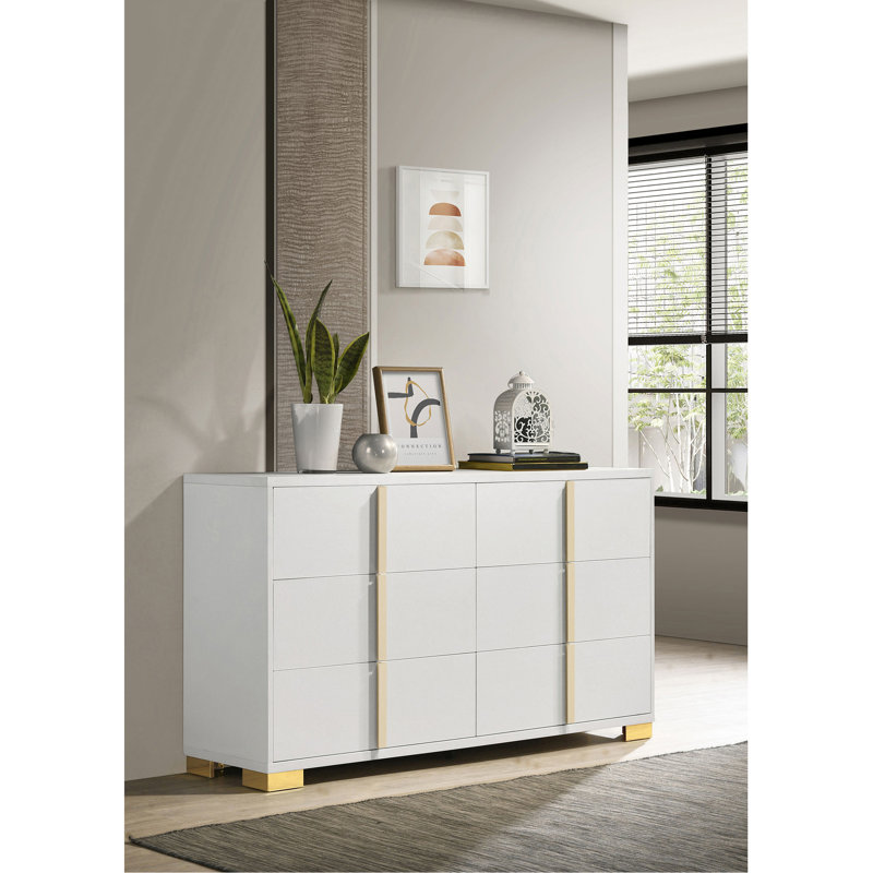 Commode blanche à 6 tiroirs, Blanc