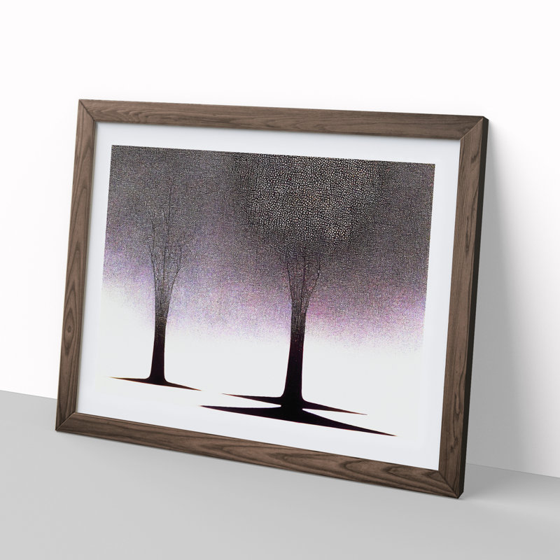 Exquisite Trees Abstract 1 Piece Single Picture Frame Wall Art, 46cm H x 64cm W x 2cm D, Walnut Framed