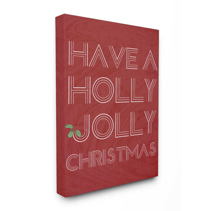 «Holly Jolly Christmas» par Daphne Polselli - impression d'art textuel, H 40 po x l 30 po x 1,5 po, Toile tendue