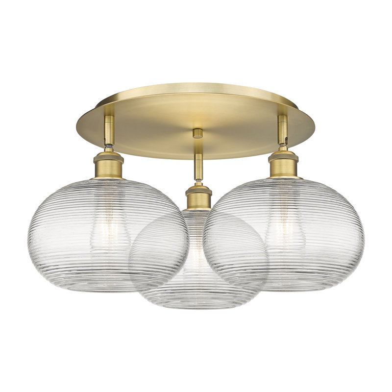 Plafonnier encastré Larrick, Laiton brossé, H 10,5 po x l 21,75 po x P 21,75 po