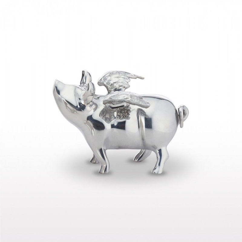 Statue de tirelire pour porc volant, Argent