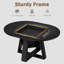 Ensemble de table de salle à manger extensible ronde ovale avec chaises rembourrées-2026505318-2026505371
