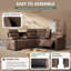 Canapé d'angle en L 4 places de 101,2 po avec inclinaison électrique et double console, marron-1596840642-1594489425