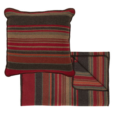 Wooded River Hudson Garnet Bed Scarf & Pillow Set, King, Transitional Bed Runner and Accent Pillow for Bedroom Decor