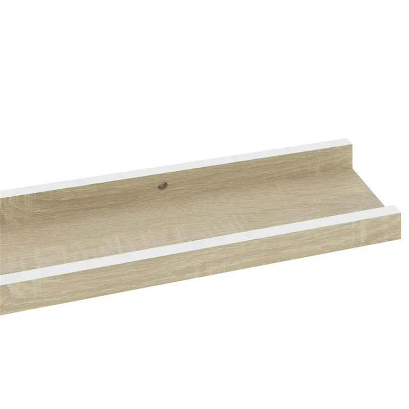 Gracelinn 4 Piece Floating Shelf, White/Sonoma Oak, 3cm H x 100cm W x 9cm D