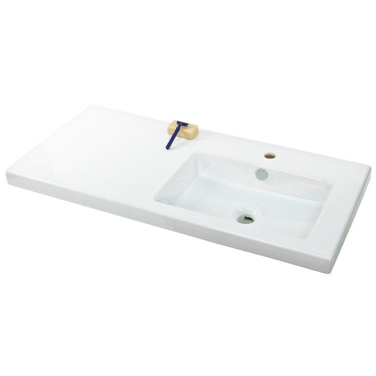 Ceramica Tecla By Nameeks Condal 17.72'' Glossy White Vitreous China Rectangular Bathroom Sink with Overflow