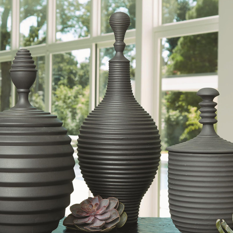 Orion 20.5" Ceramic Jar, Black