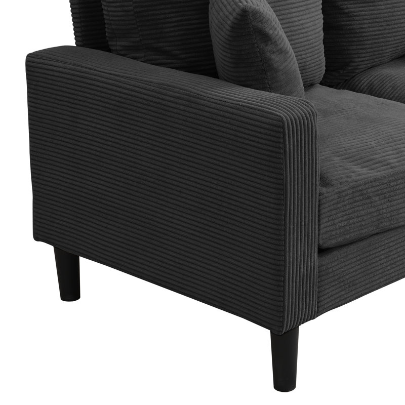 Velours côtelé gris foncé - 2 pièces, confortable pour le salon et le dortoir, Gris foncé