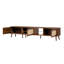 Meuble télé 78 po pour téléviseur de 70 à 79 po, chambre à coucher console ou espace de vie, tablette ouverte et rangement couvert, charnières à fermeture en douceur, poignée à tirer, qualité de fabrication en bois massif, meuble teinté en noyer teinté,