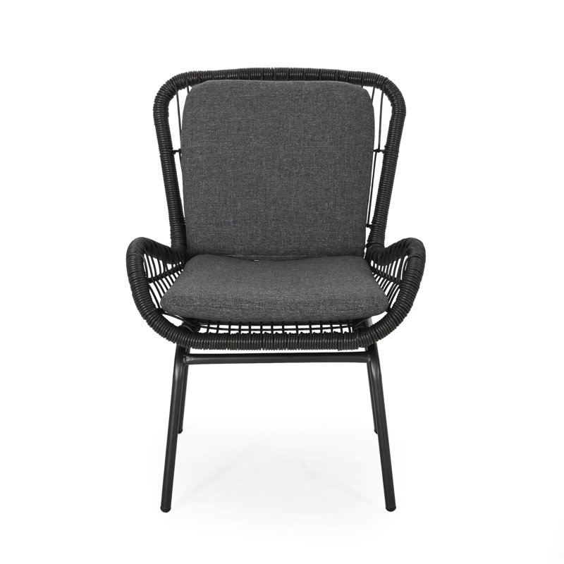 Chic chaise ouverte avec coussins et structure de fer poli Housse de siège gris élégant