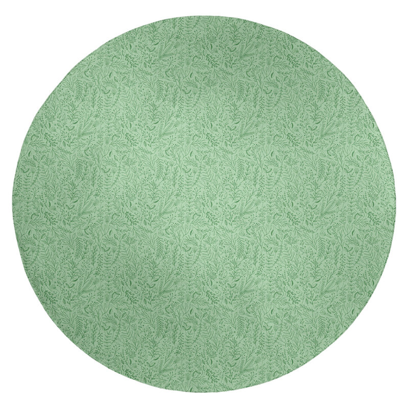 Tapis de zone vert floral ditsy, Rond 5 pi