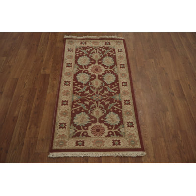 Sophisticated Red and Cream Ziegler Oriental Rug 2x4