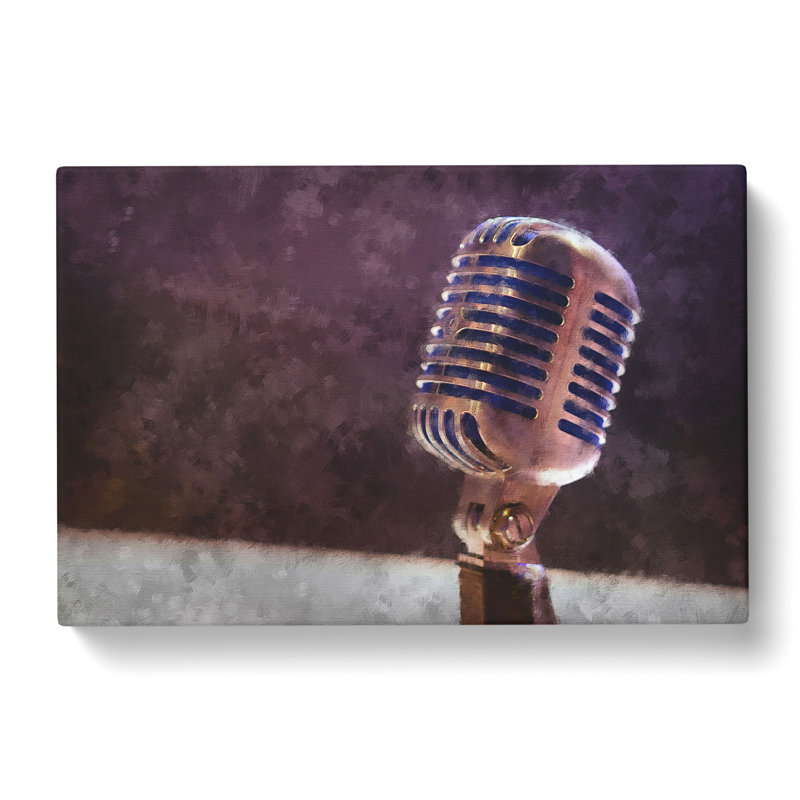 Steel Vocal Microphone - Wrapped Canvas Print, 60cm H x 91cm W x 3cm D