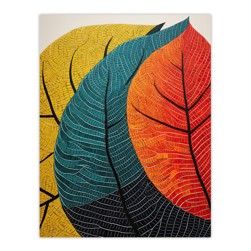 Wall Art Print Close Up Leaves Gond Painting Style Poster
