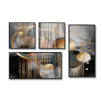 Abstrait formes et lignes III - art mural moderne 4 pièces