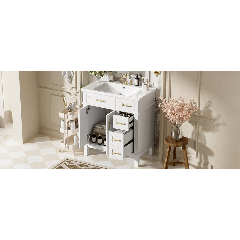 Inch Vanity Cabinet And Sink, Wood Mdf Modern Storage For Small Bath