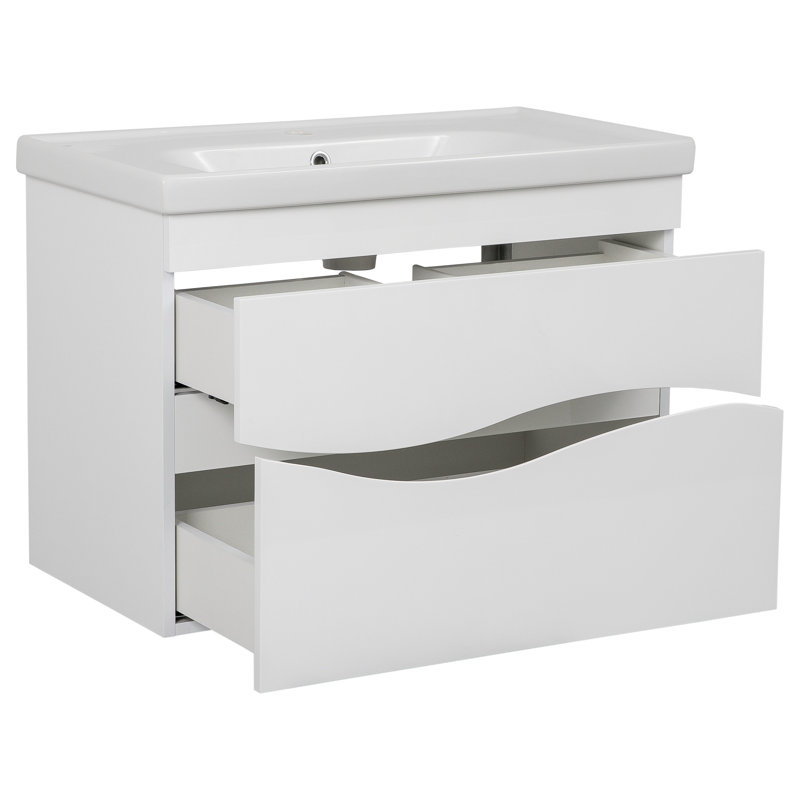 Kinsee 25.6'' Single Bathroom Vanity with Ceramic Top with Mirror