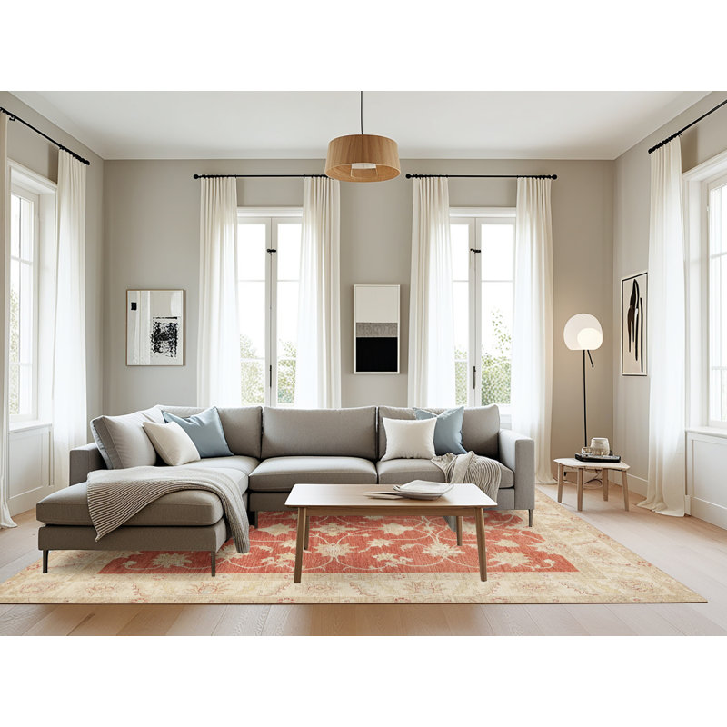 Tapis traditionnel rouge / beige Guardian, Rectangle 8 pi x 12 pi