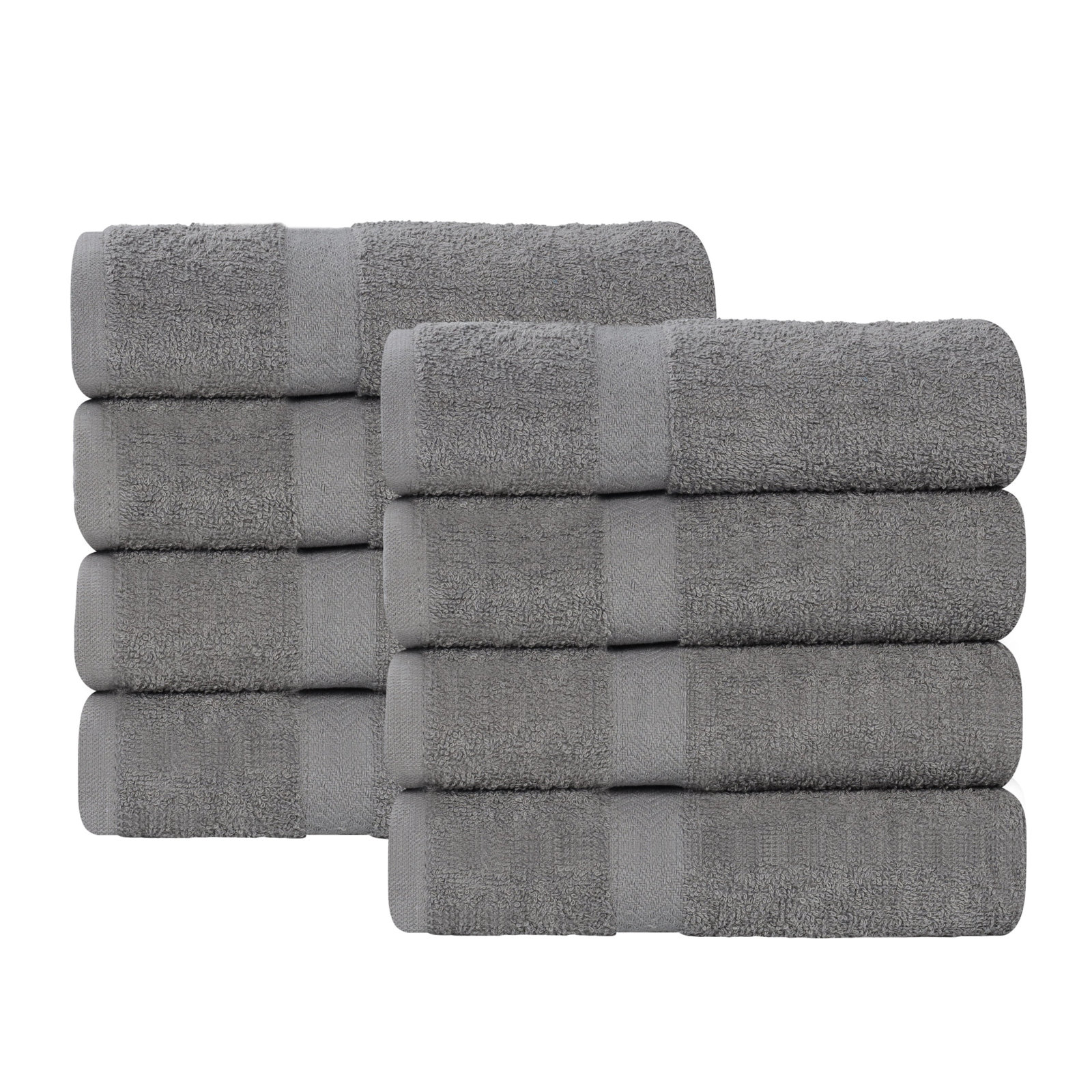 Quick-Drying Cotton Washcloth, Charcoal, 8 Pieces Towel Set