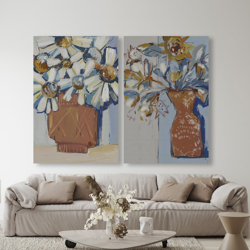 Abstract Flowers Set Set by Oliver Gal, 54" H x 36" W, Gallery Wrapped