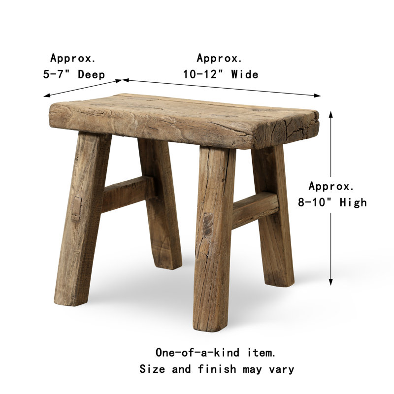 11-inch W Rustic Vintage Mini Stool Rectangular Wooden Accent with Weathered Natural Finish