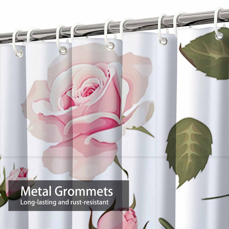 Rideau de douche imperméable Rose Blossom, L 72 po x l 72 po