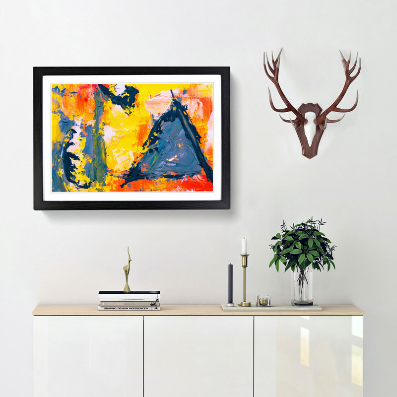 Abstract Art Painting Vol.257 by S.Johnson - Picture Frame Painting Print, 27cm H x 36cm W x 2cm D, Black Framed