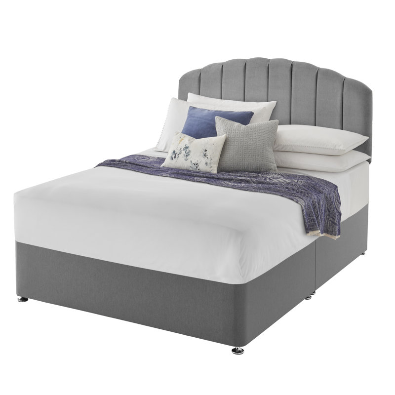 Silentnight upholstered premium Divan bed - base only, 2 Drawers, Kingsize (5'), Slate Grey