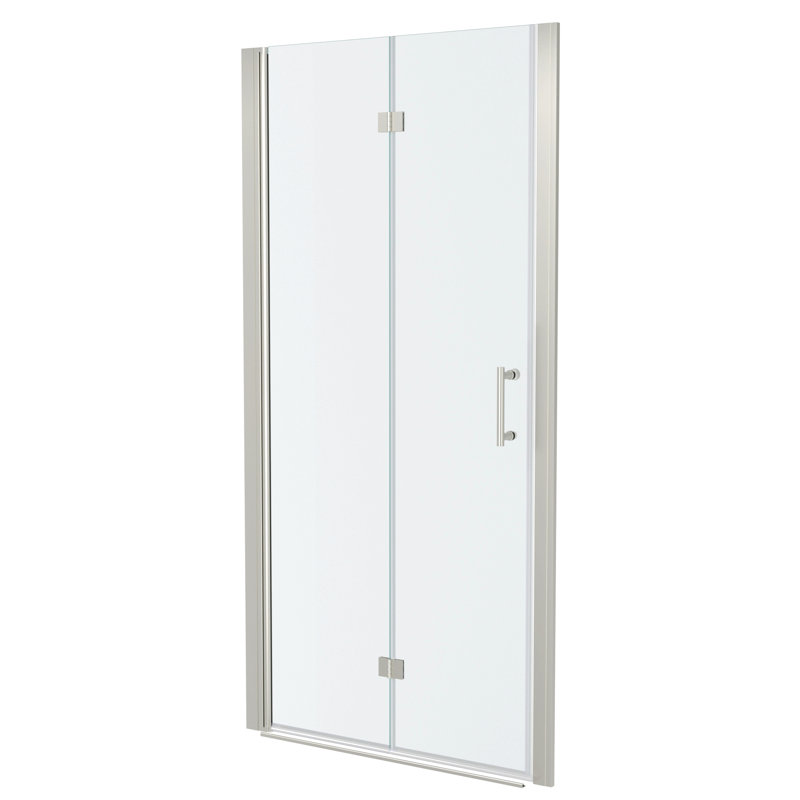 Porte de douche pliante sans cadre 36 po x l 72 po avec verre trempé, 1/4 po (6 mm), Argent argent