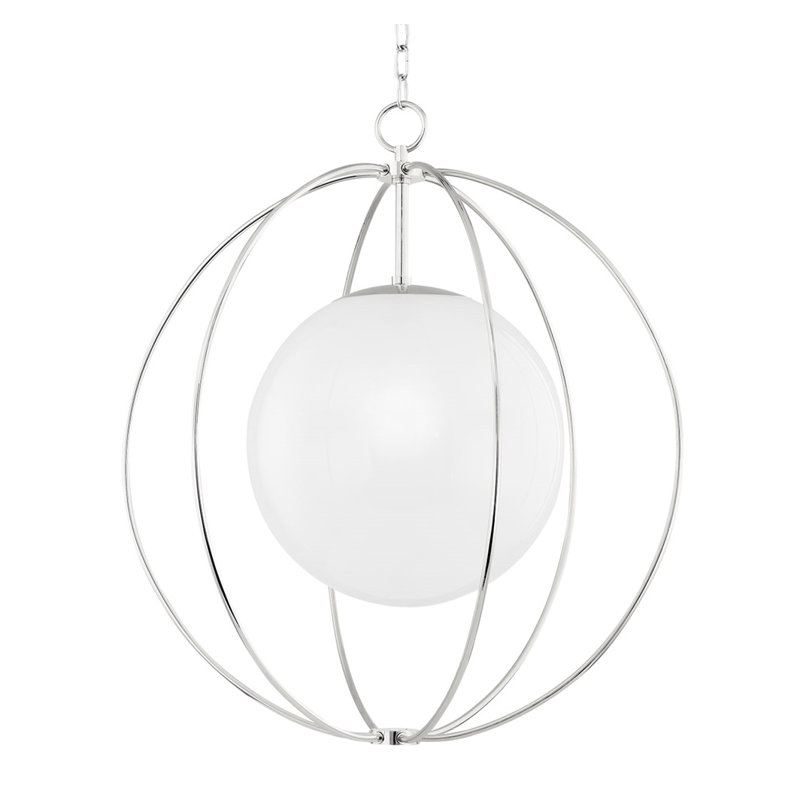 Luminaire suspendu 1 lumière Lyla, Nickel poli, H 31,75 po x l 28 po x P 28 po