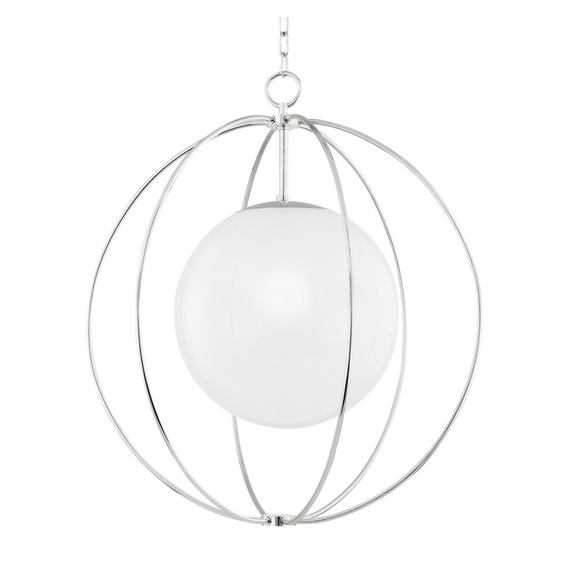 Lustre 1 lumière 28 po Lyla, H 31,75 po x l 28 po x P 28 po, Nickel poli