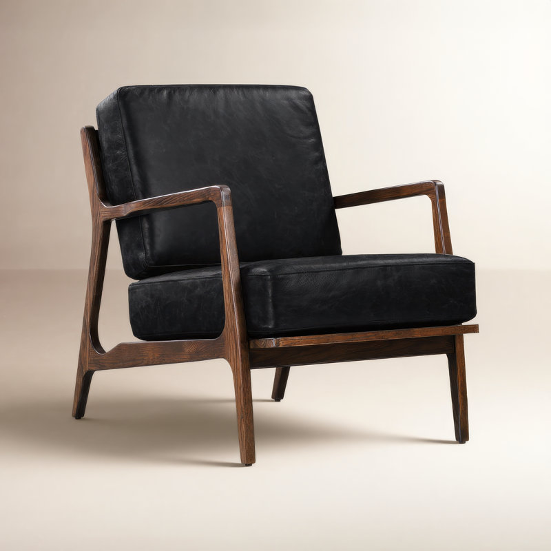 Méridienne Verity, Cuir véritable noir onyx