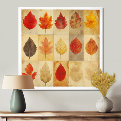 Red Yellow Autumn Leaves Collage Fall decor II - Picture Framed Wall Art