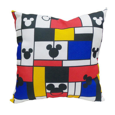 Mickey Mondrian Print Indoor/Outdoor Throw Pillow