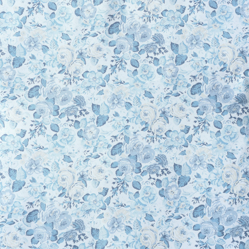 Twin Blue Cotton Reversible Floral Bedding Set