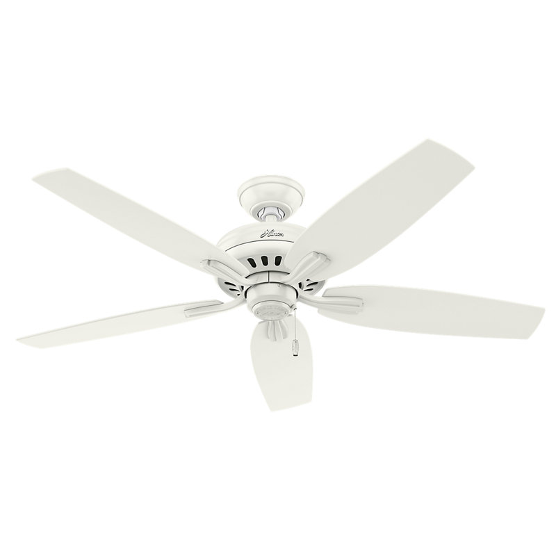 Newsome 52" 5 - Blade Traditional Indoor Ceiling Fan with Pull Chain, Fresh White